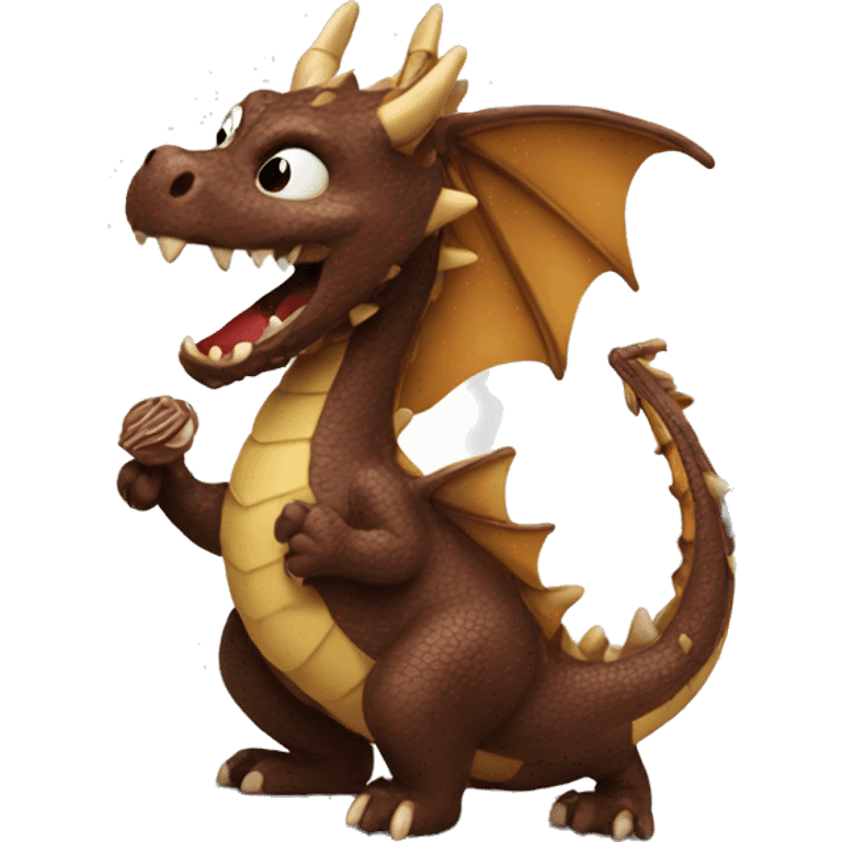 Dragon with chocolate emoji