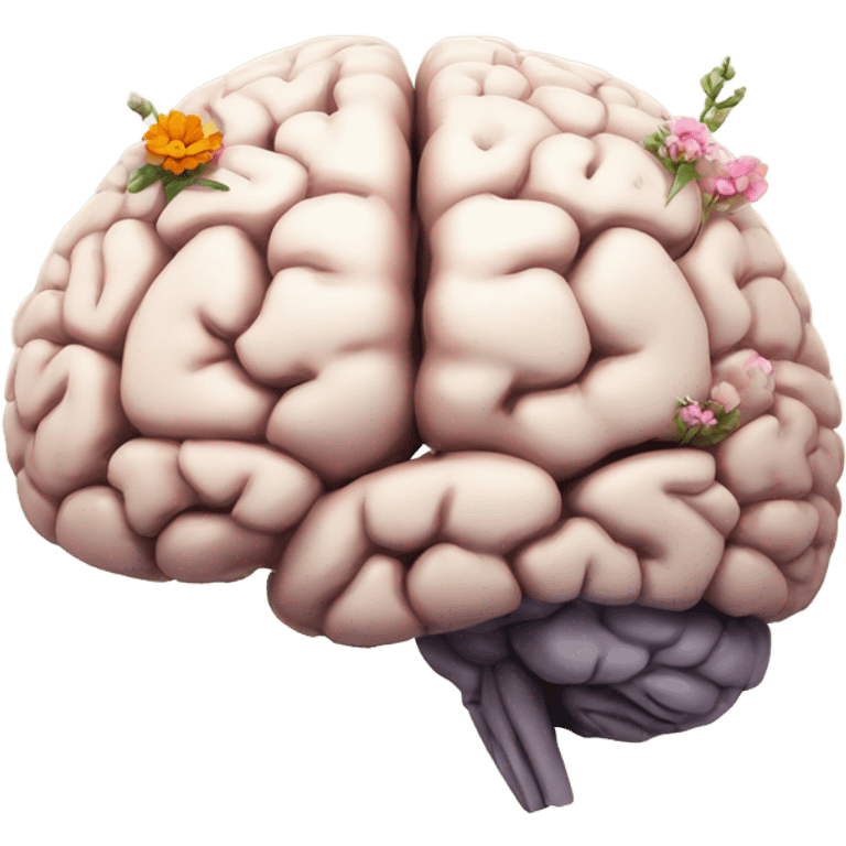 anatomical brain with flowers emoji