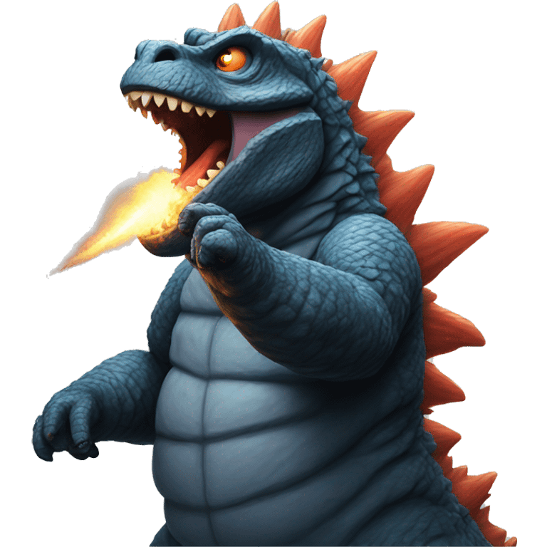 Godzilla doing his atomic breath emoji