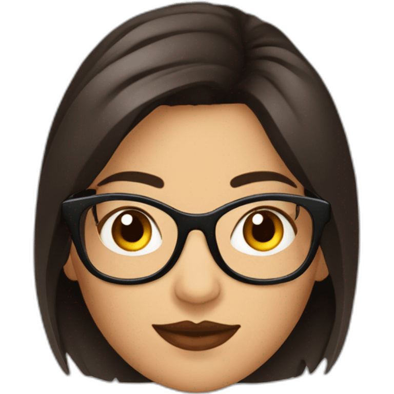 Mujer gordita morena sin gafas pelo corto ojos cafe oscuro emoji