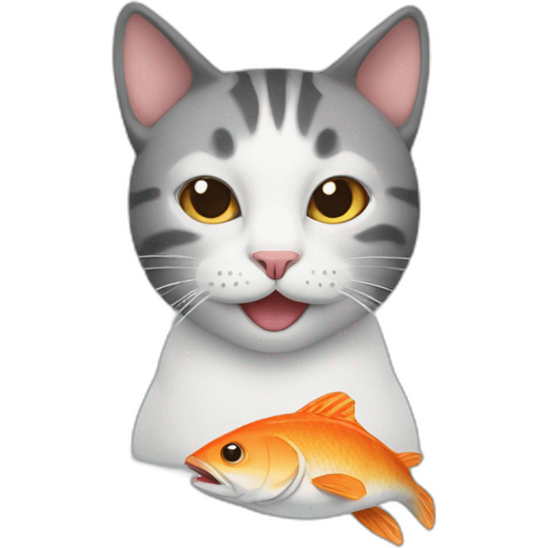 cat eats fish emoji