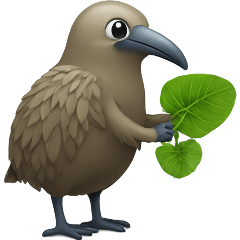 Kiwi bird with a plant in its hand emoji