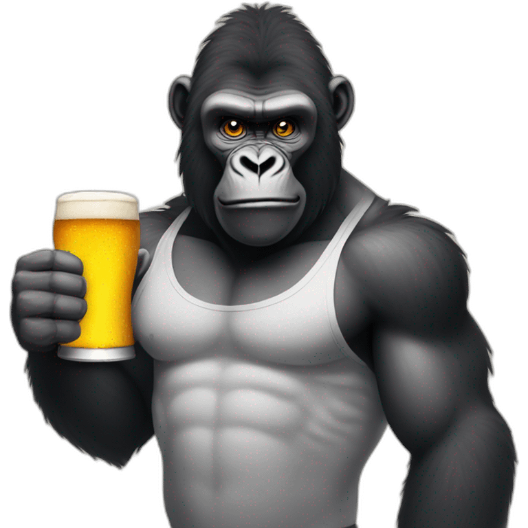 Buff Gorilla holding beer emoji