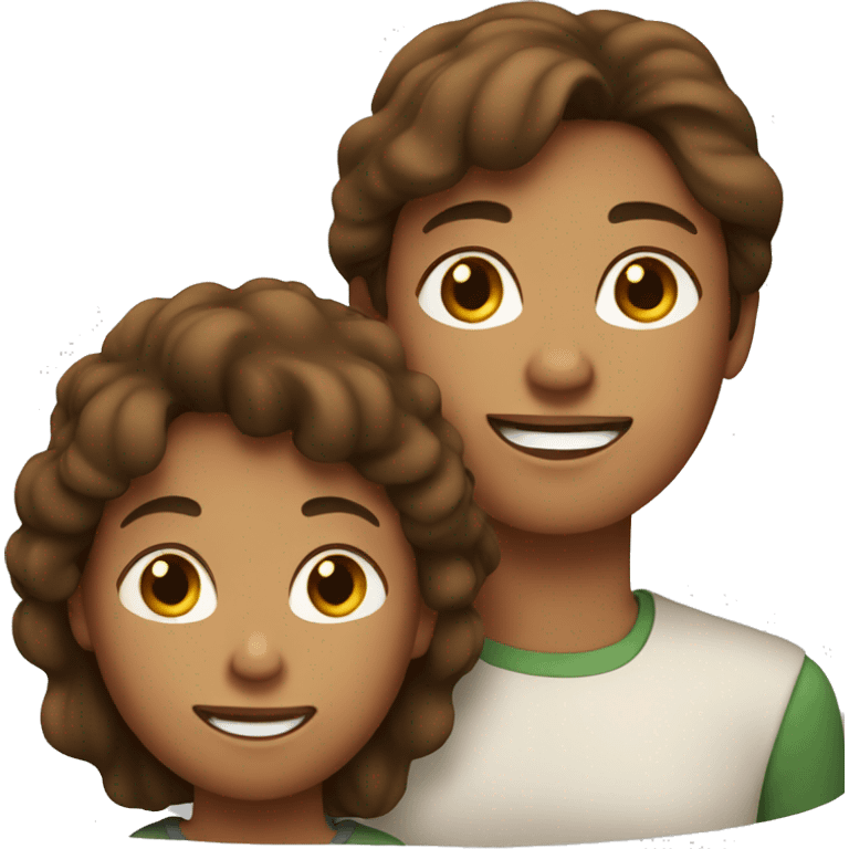 Mother and son both with brown hair  emoji