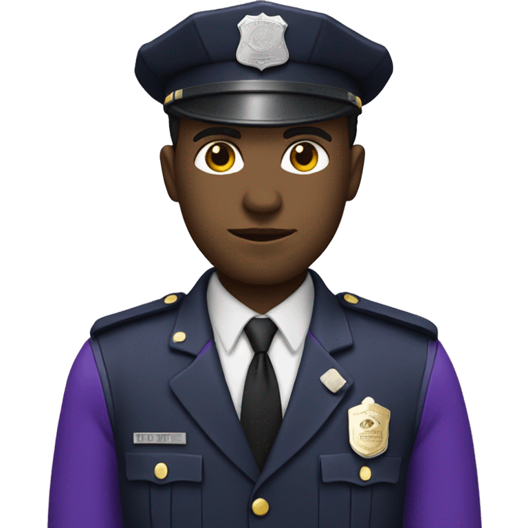 Black man police with purple suit emoji