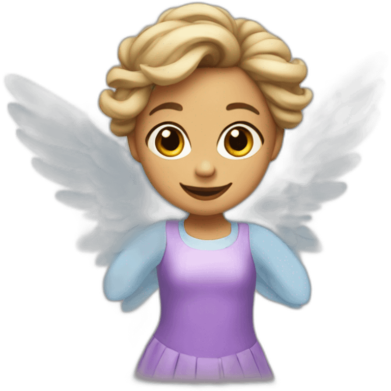 Flying girl in a dress with waving hair and wings emoji