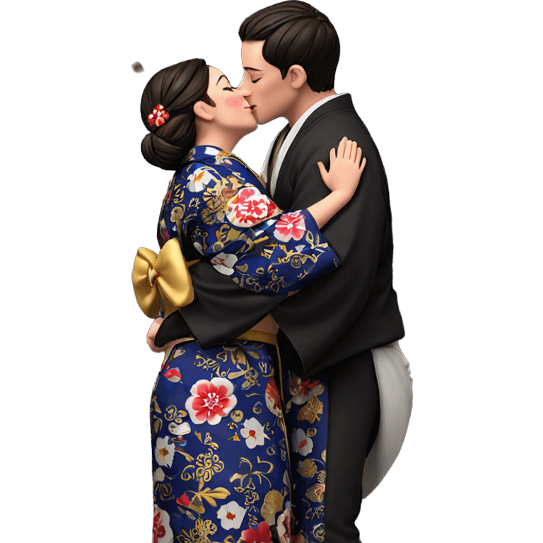 romantic kimono couple kiss emoji