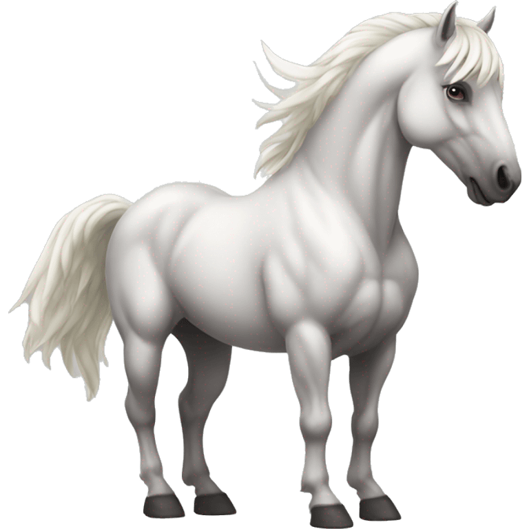 a white muscle stallion with a wings emoji