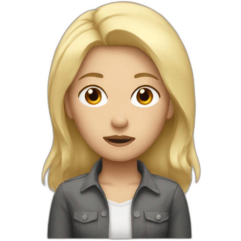 women white with blonde hair tired up emoji