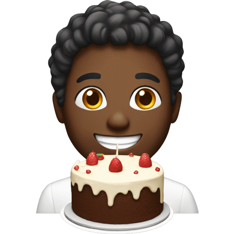 Black person with a cake smiling emoji