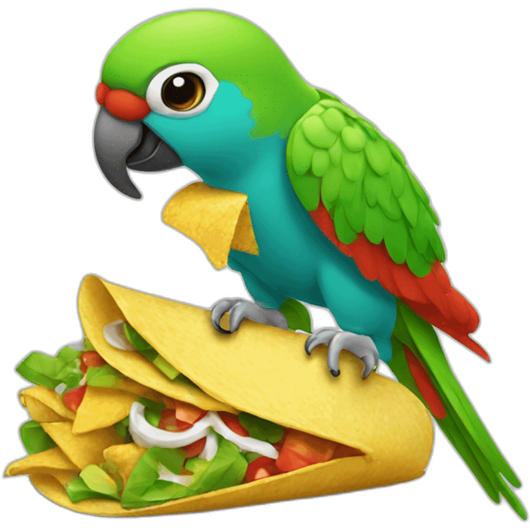 mono color parrot eats tacos emoji