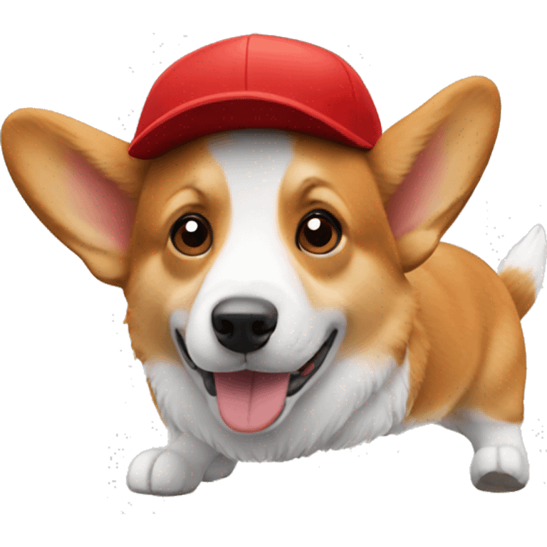 a corgi dog using red cap emoji