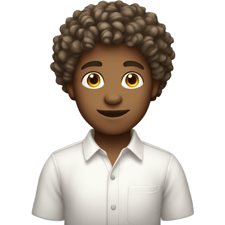 boy with curly hair fair skin developer white shirt emoji