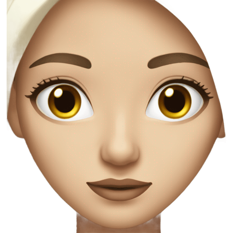 A gorgeous brow skin woman with white hair and white eyes emoji