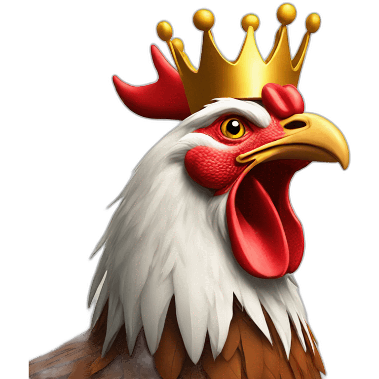 howling rooster with a crown on its head emoji