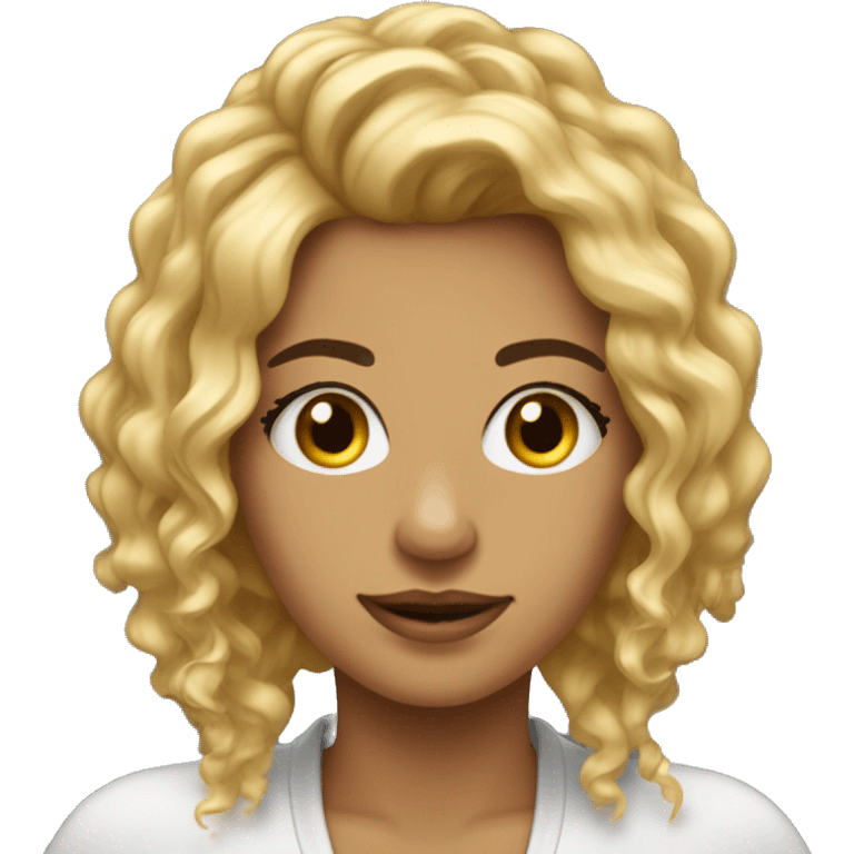 mulher com cabelo com mechas douradas emoji