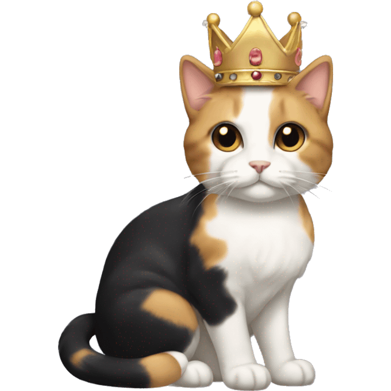 calico cream cat with black calico cat facing the side with crown emoji