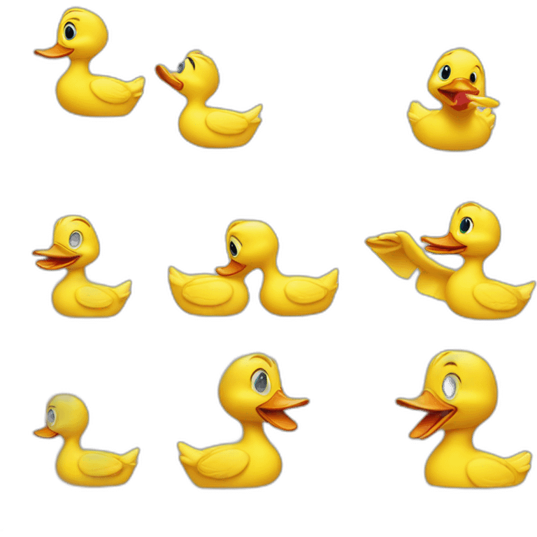 Yellow duck using finger point at its mouth emoji