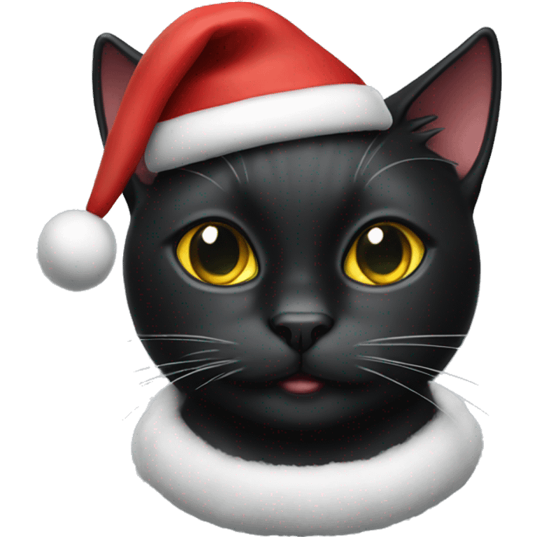 Black cat with Christmas hat  emoji