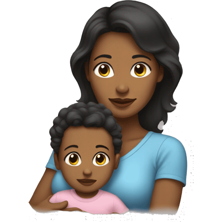 Mom and baby  dark hair emoji