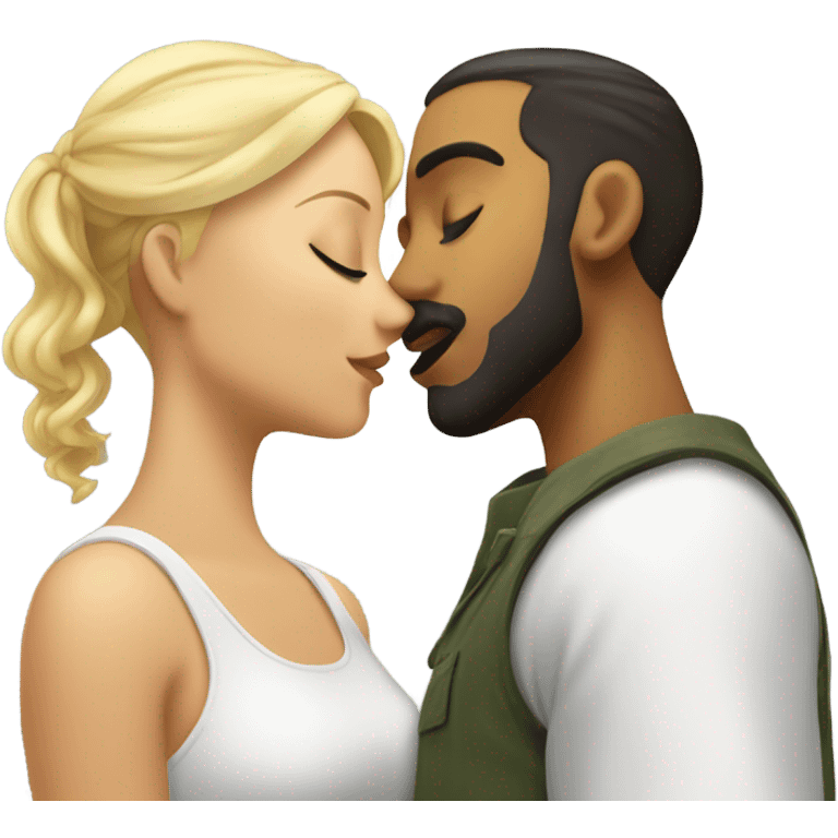 Puerto rican beard short hair with blonde girl kissing  emoji