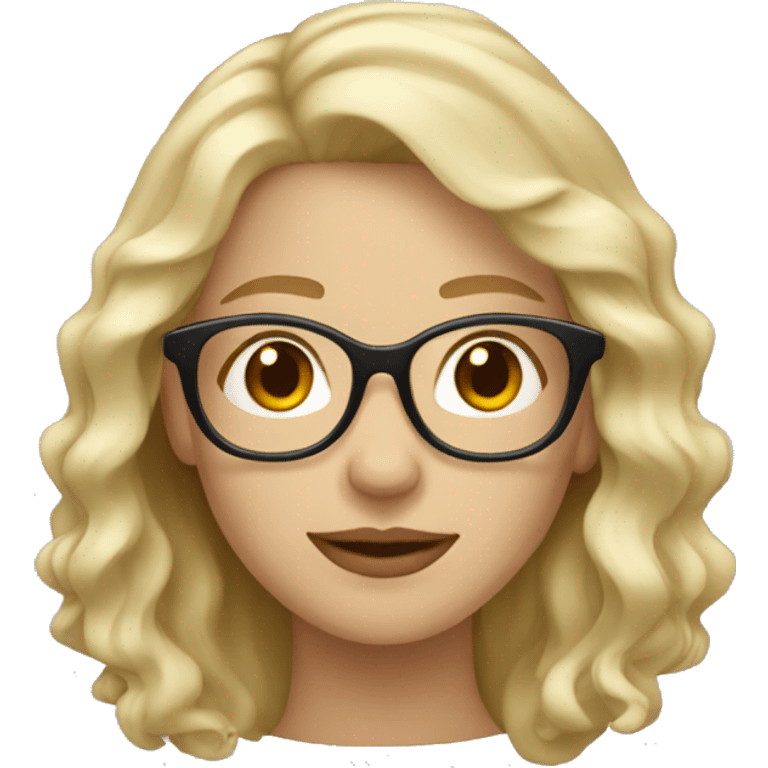 blond waivy hair woman with beige glasses emoji