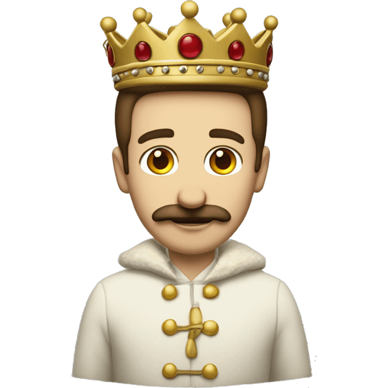 Create a classic emoji with a friendly man with an imperial crown on his head, a straight brown moustache, an ermine coat over his shoulder and the number 5 on his crown. His clothes are red. emoji