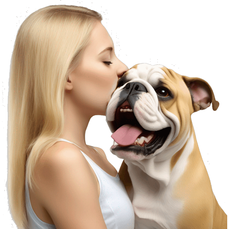 Englisch Bulldog Kissing blond Girl emoji