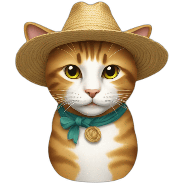 Cat with strawhat emoji