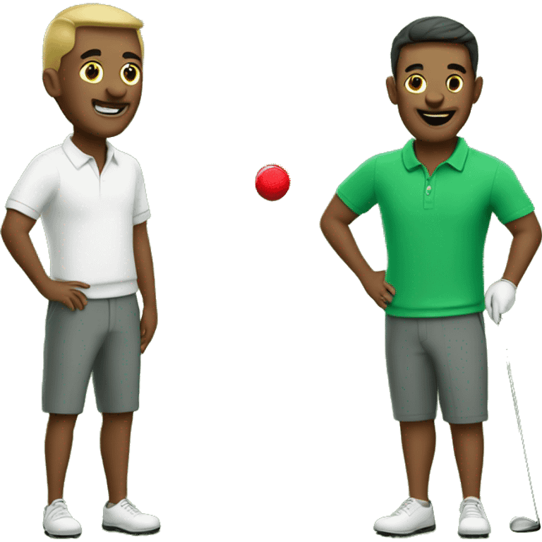 Two men on Island golf course green emoji