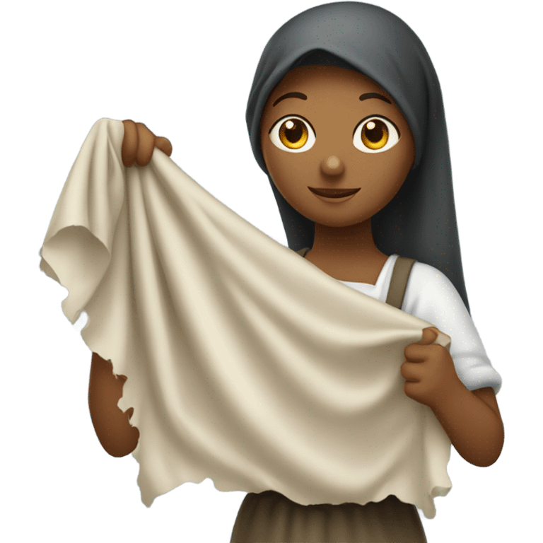 young washerwoman with large open cloth emoji