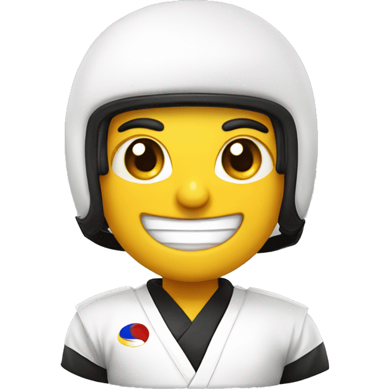 Cara feliz com capacete de taekwondo  emoji