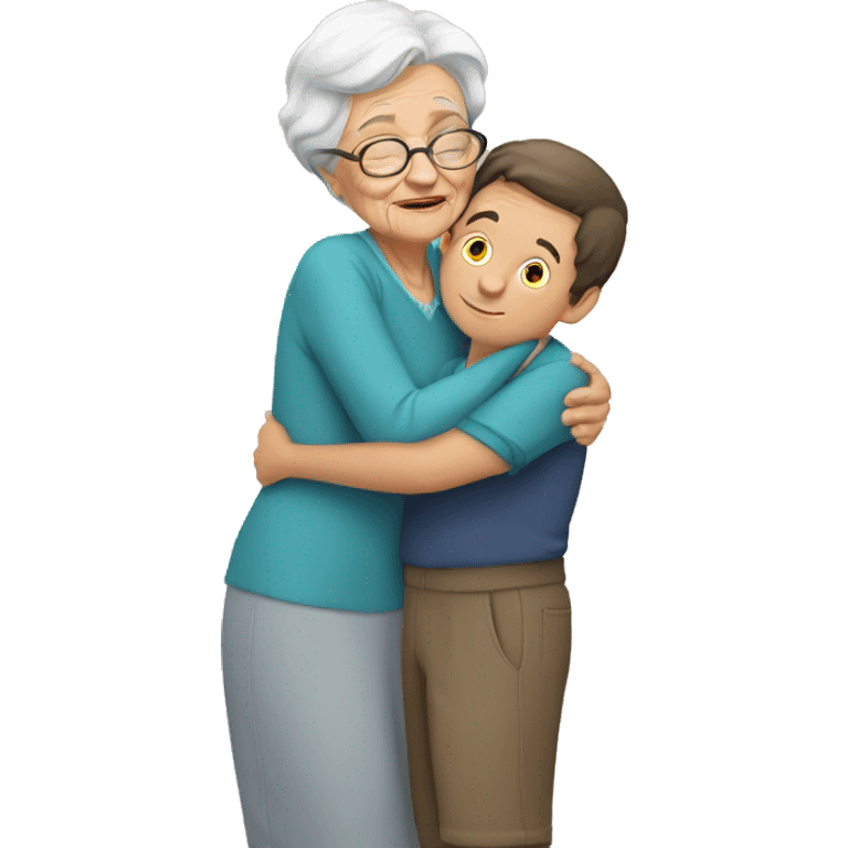 Grandma huggings with a boy emoji