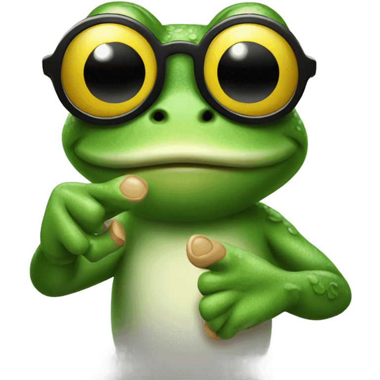 frog with middle finger and sunglasses emoji