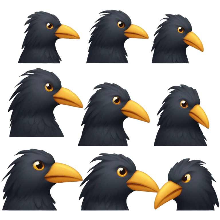 Crow with mullet hair emoji