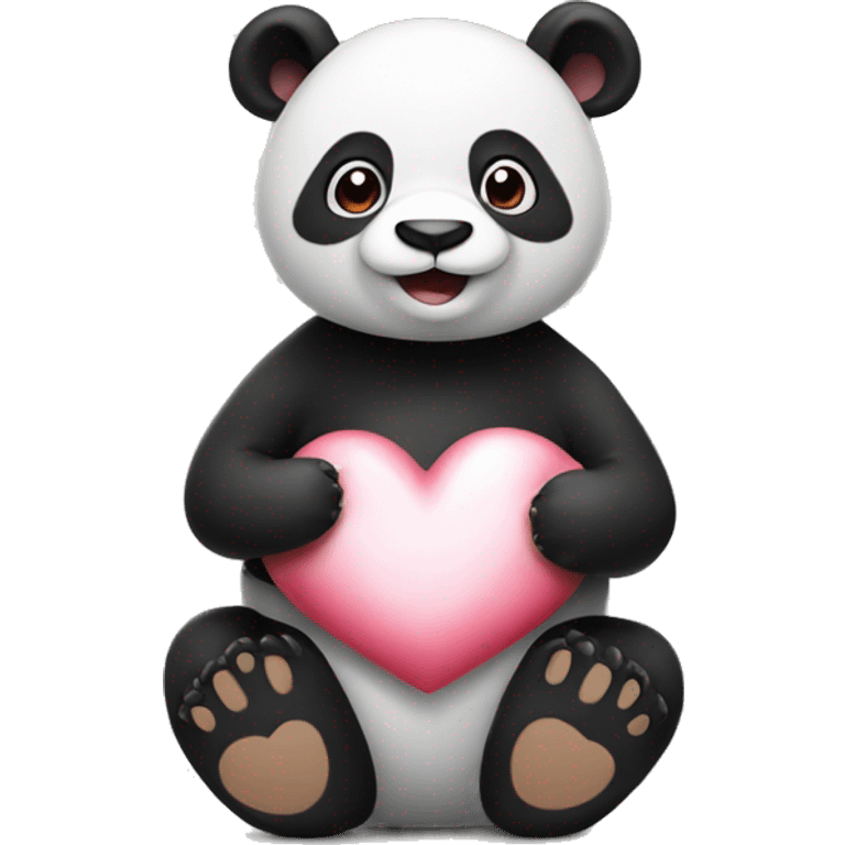 Panda holding a heart emoji