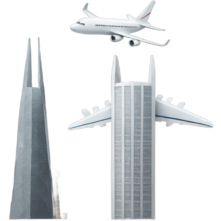 Plane and two towers emoji