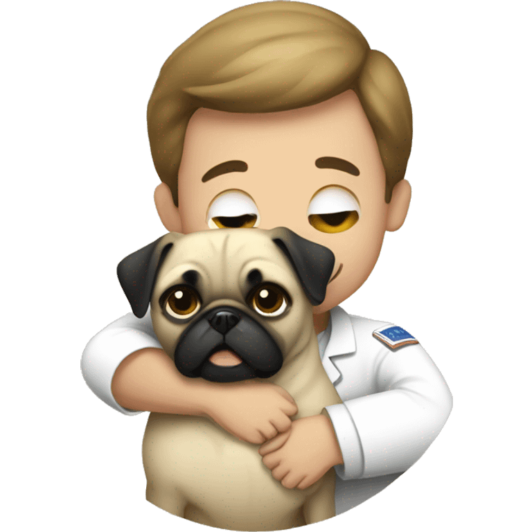 vet hugging a happy pug emoji