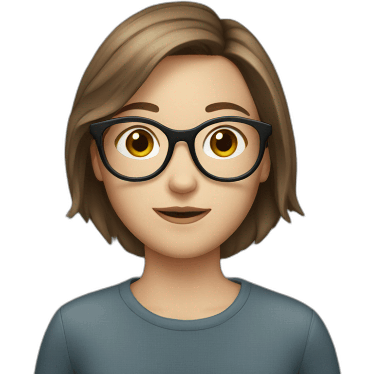 Young white girl with short brown hair and glasses emoji