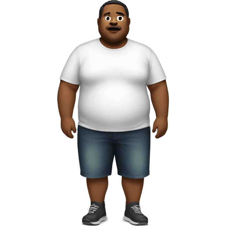 a fat man wear a fat text tshirt emoji