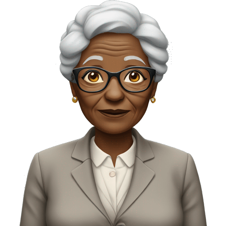 An  elderly  African  woman  with  glasses  and  wrinkles,  dressed  in  a  suit. emoji