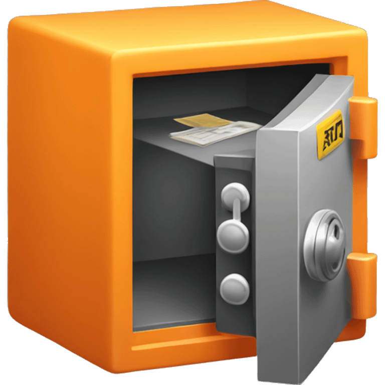 3d  isometric small safe in orange or yellow emoji