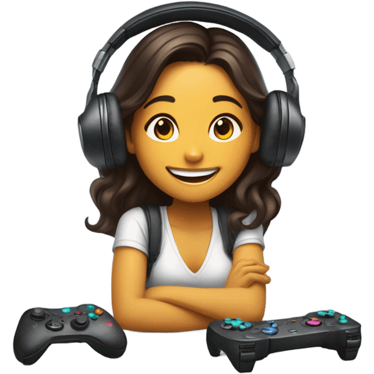 Excited Latina gamer girl emoji