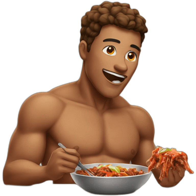 Man eating bulgogi shirtless emoji