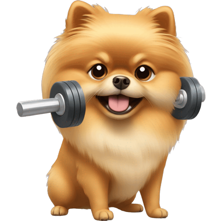 Pomeranian lifting weights emoji