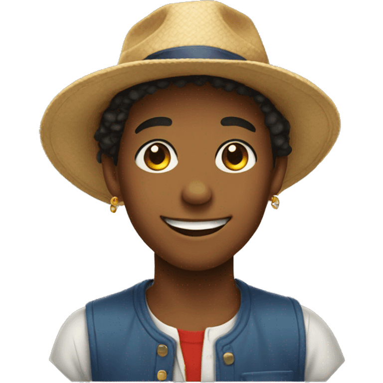 smiling boy with hat and earrings emoji