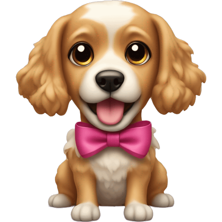 Cockerchon dog with bow on it emoji