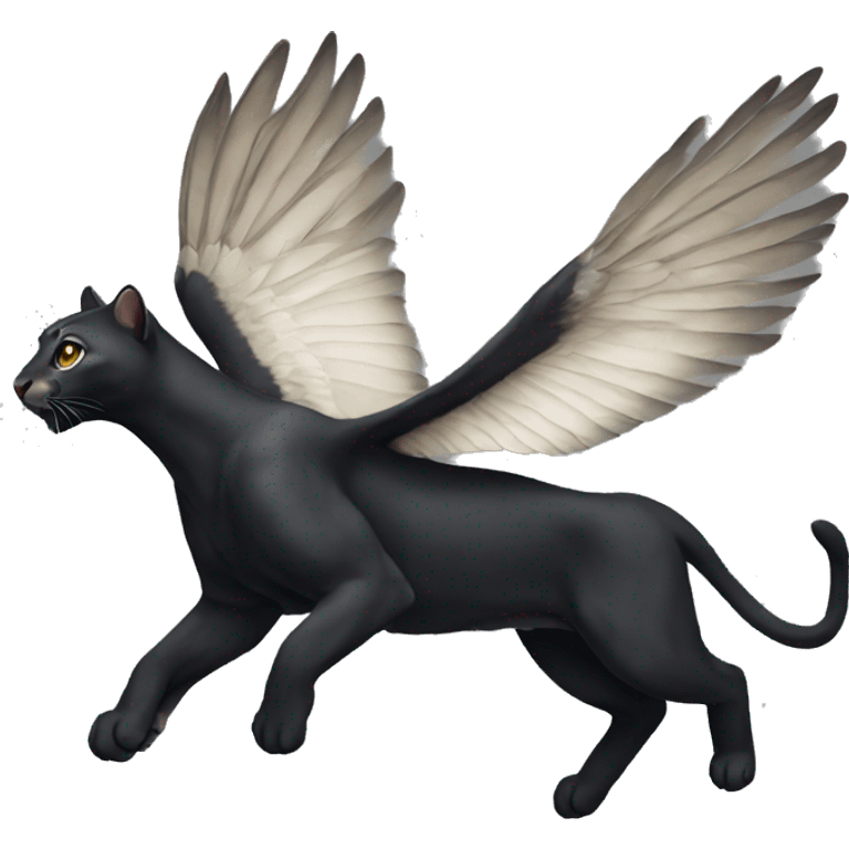 winged black puma flying emoji