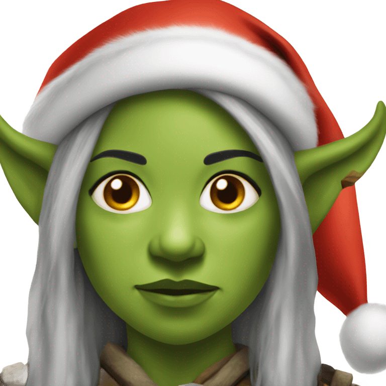 orc female warrior with santa hat emoji