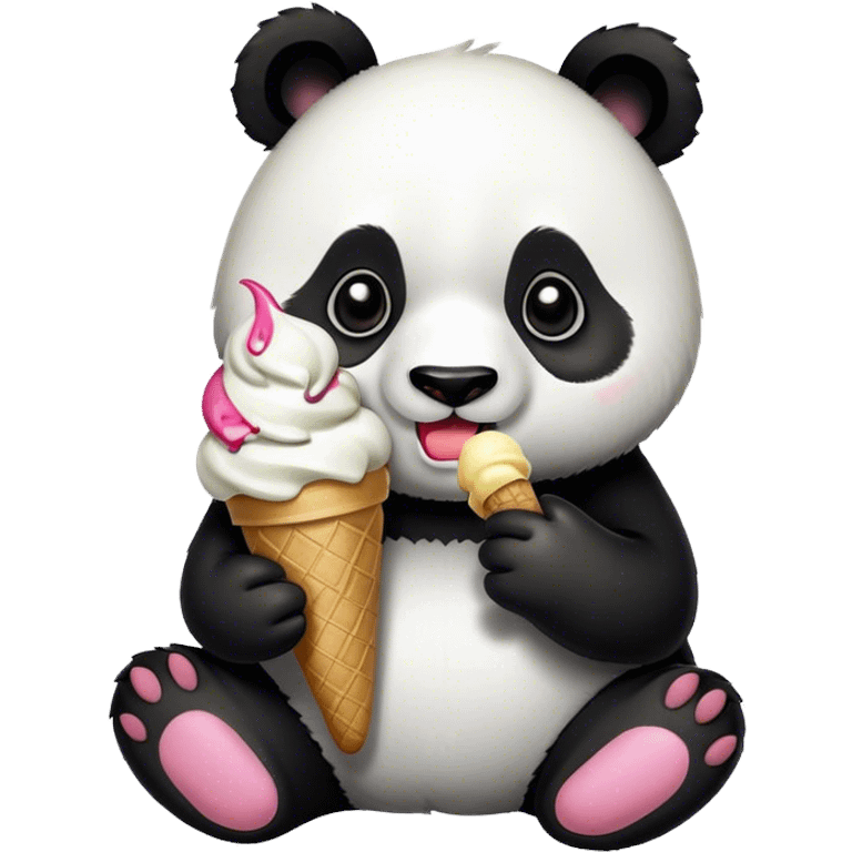 Panda eating ice cream emoji